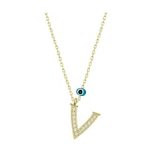 Casera's Gümüş Nazar Gold V Harfi Kadın Kolye Csr2184349 Gümüş