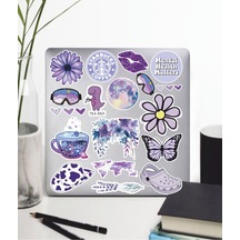 Mor Temalı Sticker Seti Laptop Ajanda Pc Tablet Telefon Defter Etiket Bullet Journal Diğer