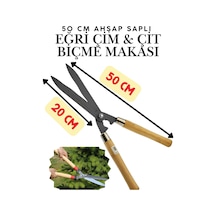 Eğri Çim Budama Makası 50 Cm Keskin Metal Bıçkılı Çalı Ve Çimen Kesme Makası Bahçe Tipi Metal Makas