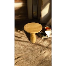Simillo Koyu Ceviz Renkli Doğal Ahşap Tekli Yan Sehpa Masif Mantar Sehpa - Wooden Side Table Koyu Ceviz