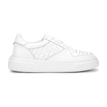 Tamer Tanca Erkek Hakiki Deri Beyaz Sneakers & Spor Ayakkabı 04 268 Erk Ayk Y25 Beyaz Dr/orgu Beyaz