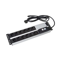 19" 2u 9 Lu Sıgortalı Alumınyum Rackmount Grup Prız Pdu