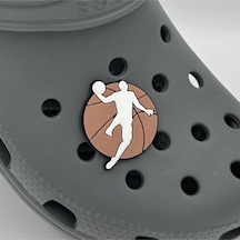 Crocs Terlik Süsü Ve Aksesuarı , Çanta Süsü Renkli Jibbitz Jordn Basket 04 Görselli Figür Aksesuarı Kiremit-siyah-beyaz