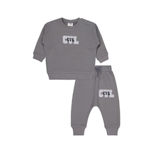 Civil Baby Cvl Baskılı 6-18 Ay Takım - Gri Füme