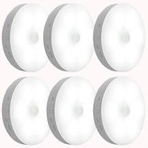 Mufunye Mianbaoshu Akıllı Hareket Sensörlü Led Gece Lambası, Usb Şarj Edilebilir, Sabit Ve Sürekli Işık Modu, Beyaz Işık, Dolap/odalar İçin, 6 Adet Diğer