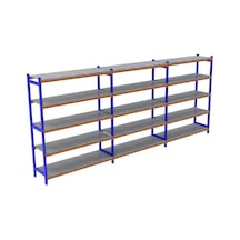 5 Katlı 3'lü Depo Rafı - 300-350 Kg Taşıma Kapasiteli Hafif Rack Raf 50x180x250 Cm Çok Renkli