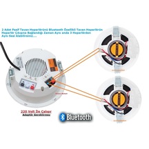 Bluetooth Tavan Hopalör Seti 1 Adet Bluetooth Hoparlör + 2 Adet Pasif Hoparlör