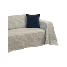 Purecot Premium Pamuklu Püsküllü Koltuk Örtüsü 180x300 Large Çift Taraflı Terletmez Kaymaz, Kahve Çok Renkli