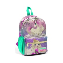 Minik Yuva Sırt Çantası Pembe Su Yeşili Unicornlu Kız Desenli İki Bölmeli 23533