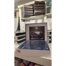 Taç Jakar Saten Nodus Çift Kişilik Nevresim Takımı Lacivert
