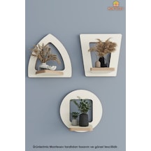 Ahşap Dekoratif Duvar Rafı 3 Lü Set Mts-196 Beyaz