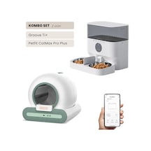 Groove Ti+ Wi-fi Akıllı Otomatik Kedi Tuvaleti Yeşil + Petfit Catmax Pro Plus 5l Wi-fi Kameralı Akıllı Otomatik Mama Kabı Besleme Ünitesi Bundle