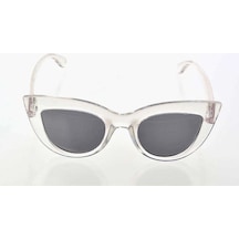 Şeffaf Beyaz Çerçeve Cat Eye Kadın Güneş Gözlüğü - Moda Gözlük Beyaz