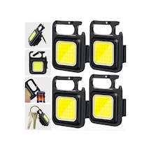 4 Adet Led Anahtarlıklı Metal Kasa El Feneri Şişe Açacağı Usb Li Şarj Edilebilir Cep Boy Cob 80