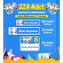 İş Makineleri Temalı Okul Kreş Kişiye Özel İsim Etiket Seti - Model 261 Çok Renkli