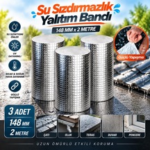 Tr 3 Adet Çatı İzolasyon Bandı 148 Mm 2 Metre Su Sızdırmazlık Geçirmezlik Yalıtım Çamur Tamir Çatlak Boru Ba