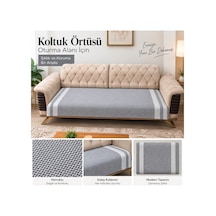Özdilek 2 Adet Pamuklu Oturma Yerini Örten Zigzag Koltuk Örtüsü 80x210 - Antrasit