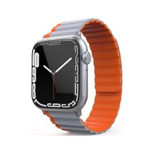 Zengemtx Movenchy Apple Uyumlu Watch 42mm Mo-wb1 Çift Renk Mıknatıslı Silikon Kordon - Gri-turuncu
