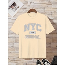 Uyguntarz Çocuk Baskılı Pamuklu Tshirt Bej