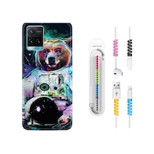 Vivo Y32 Kılıf Kablo Koruyuculu Astronot Panda 1755 Siyah