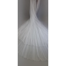 Suzanna Moda Uzun 3 Buçuk Mt Boy Taraklı Kabarık Çift Katlı Hayal Tül Gelin Duvağı Kırık Beyaz