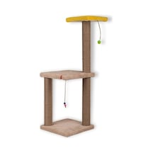 Ayrex 82 Cm Krem İki Katlı Kedi Tırmalama Tahtası Catnipli Tırmalama Tahtası Krem