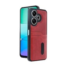 Redmi 13 4g Kılıf Sara Kartvizitli Deri Kılıf - Kırmızı Bz8683140835927