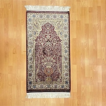 Mihrâb-ı Gülzâr Motifli 70x120 Cm İpek Seccade Bordo