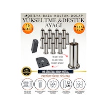 32'li Set 16 Adet Ayak Ve Aparat 12 Cm M8 Vidalı Metal Krom Ayak Mobilya Ayağı Baza Ayağı Kanepe Ayağı Koltuk Ayağı Yatak Ayağı Yükseltme Ayağı Dolap Ayak Sehpa Sandık Ayakları Değişim Destek Ayağı Gümüş Gümüş