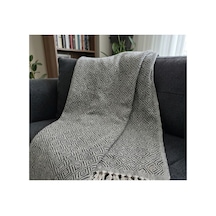 %100 Pamuk Geometrik Desenli Koltuk Ve Yatak Örtüsü 170x210 Cm Siyah