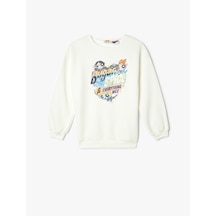 Koton Sweat Powerpuff Girls Baskılı Lisanslı Uzun Kollu Bisiklet Yaka Şardonlu Ekru 5wkg10432ak Ekru