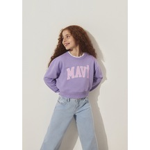 Mavi - Mavi Logo Baskılı Crop Mor Sweatshirt 7s10097-86954 Mor