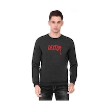 Dexter Red Logo Baskılı Füme Erkek Örme Sweatshirt