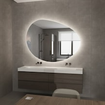 80x100 Cm Modern Oval Led Ayna Dokunmatik Dim Edilebilir, 6500k Beyaz Işık Beyaz