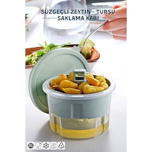 Süzgeçli Zeytinlik - Zeytin, Turşu Saklama Kabı 650ml. - Turuncu Turuncu