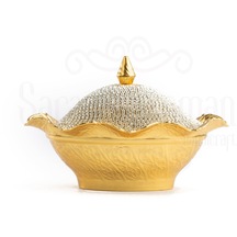 Swarovski Taşlı Şekerlik Büyük Oval Kapaklı Drajelik Dekoratif Altın