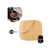 Sylar 50 Adet Air Fryer Pişirme Kağıdı Tek Kullanımlık Yağ Su Geçirmez Yapışmaz Deliksiz Düz Kare Model