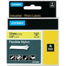 Dymo Rhinopro 18490 Sarı/Siyah Esnek Naylon Şerit 12 MM X 3.5 M