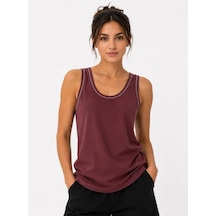 Efnaz Style Sporcu Atlet Bisiklet Yaka Kolsuz Yazlık Atlet - Bordo