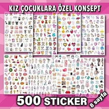 Sticker Seti 500 Adet - Kız Çocuklara Özel Konsept - Defter Planlayıcı Günlük Takvim Ajanda İçin Etiketler - Öğrencilere Ve Yetişkinlere Kendinden Yapışkanlı Eğlenceli Çıkartmalar 8 Sayfa