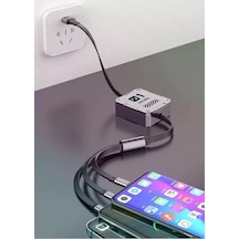 100w Geri Çekilebilir Makaralı Çoklu Şarj Kablosu Alüminyum Kutu Lightning Micro Type-c Şarj Kablosu