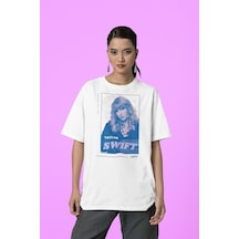 Reputation Şarkıcı Taylor Swift Baskılı Oversize Tişört Beyaz