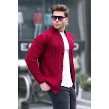 Madmext Bordo Örgülü Erkek Hırka 9053-bordo Bordo