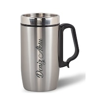 Kişiye Özel Kulplu Çelik Termos Bardak 240 Ml - Gri Kobitmeyencom33581 Bk Gift Renkli