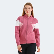 Slazenger VICTORY Kadın Fermuarlı Dik Yaka Cepli Gül Sweatshirt