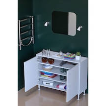 Eliusta Nirat 70 Cm 4 Bölmeli Beyaz Banyo Mutfak Dolabı 3 Raflı Kapaklı Çok Amaçlı Dolap 70x75x32,5 Cm Beyaz