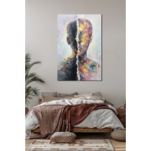 Soyut İnsan Silüeti Baskılı Cam Tablo Renkli Portre Modern Sanat Duvar Dekoru