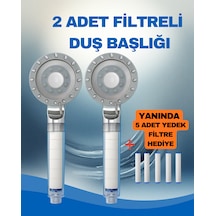 2 Adet Filtreli Duş Başlığı 5adet Yedek Filtre Su Arıtmalı, Klor Ve Kireç Önleyici, Yüksek Basınçlı Krom