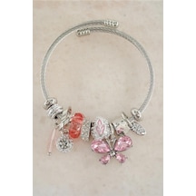 Kadın 316 L Çelik Karışık Figürlü Charm Bileklik Stp014-5341 Gümüş