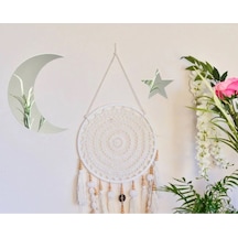 Ay Yıldız Duvar Ayna Tablo Seti Pleksi Ayna Gümüş Şeffaf